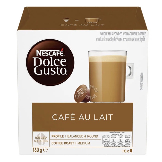 

Ready stok Nescafe Dolce Gusto Beverage Capsules - Cafe Au Lait 16 x 10g
