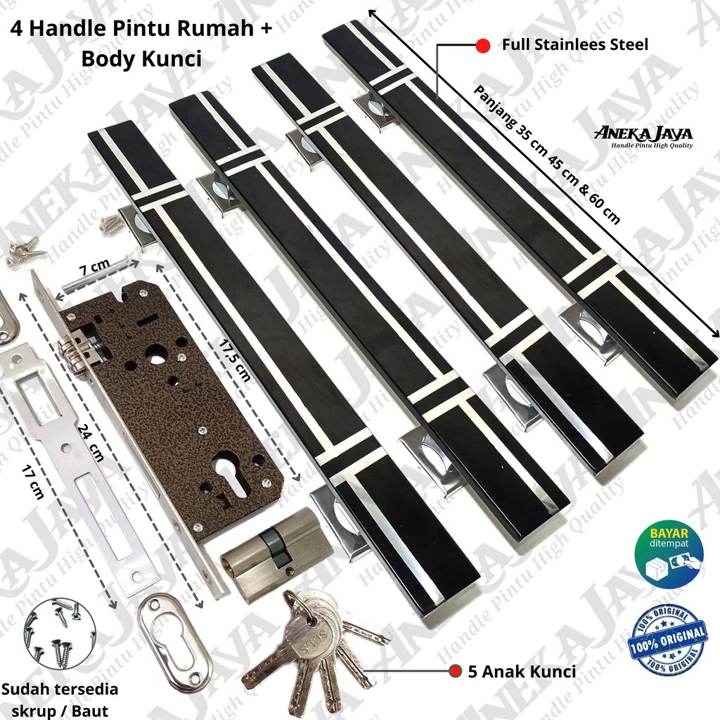 1 satu set Kunci Handle Pintu rumah 60 cm 45 cm 35 cm Gagang Pintu rumah Tarikan Pintu rumah Pegangan Pintu rumah murah awet ANTI KARAT