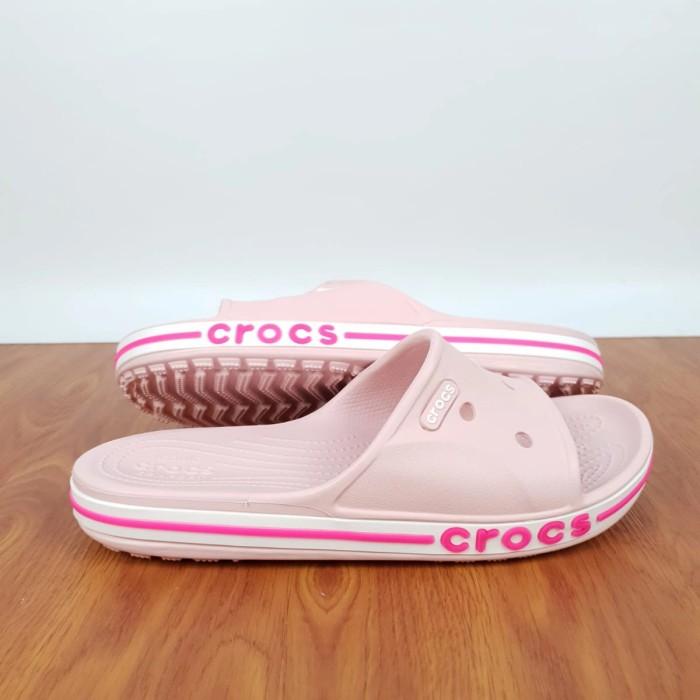 CROCS SANDAL WANITA BAYABAND SLIDE WOMEN ORIGINAL CROCS - PINK PROMO