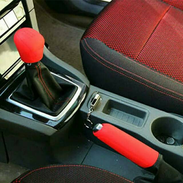 1 Set Cover Sarung Karet Silicone Knob Handrem Mobil Gigi Manual Persnel Handbrake Gigi Rem Tangan