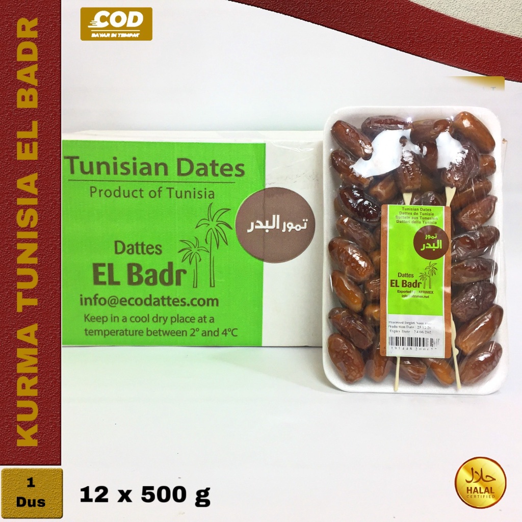 

Kurma El Badr 500g Box 12Pcs / Premium Quality / Kurma Tunisia Madu / Kurma Tunis Non Tangkai