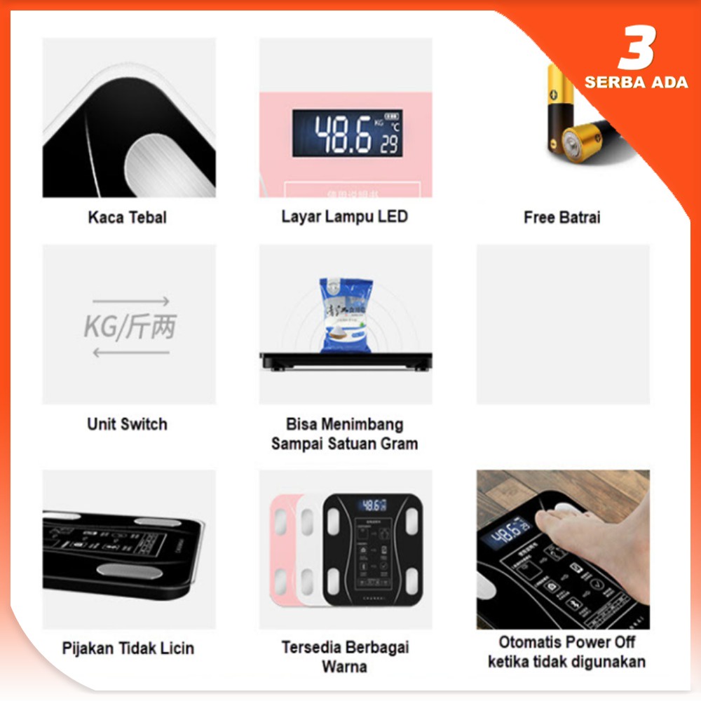 Timbangan Badan Digital Body Fat Monitor with App Smart Weight Scale Timbangan Badan