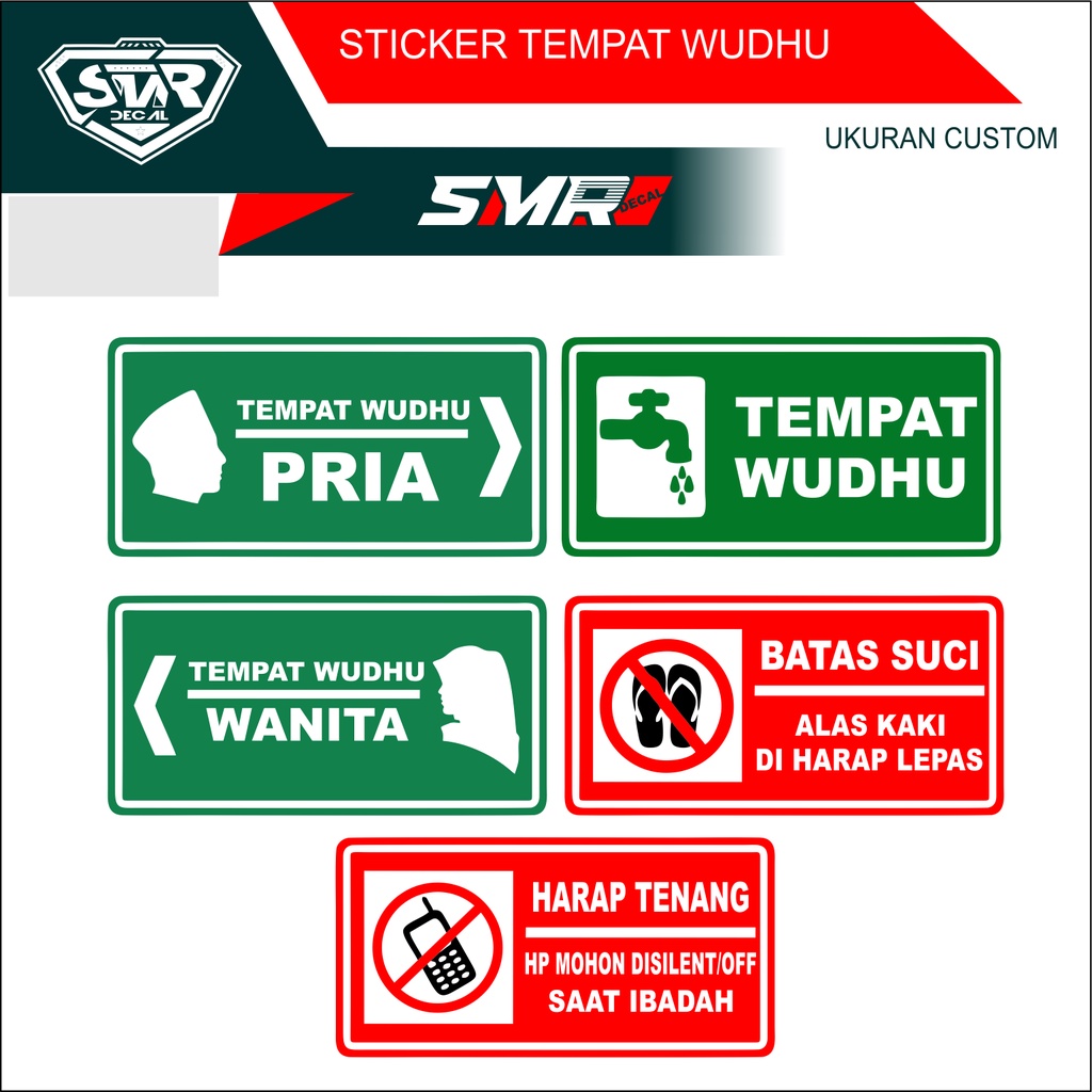 

STIKER MUSHOLLA - STIKER BATAS SUCI - STIKER TEMPAT WUDHU - STIKER LEPAS ALAS KAKI Himbauan Lantai Tangga Masjid Musholla Keramik CUTTING STIKER STICKER MASJID MUSHOLA ARAH KIBLAT TEMPAT WUDHU DILARANG MEROKOK/BICARA BATAS SUCI MATIKAN HP