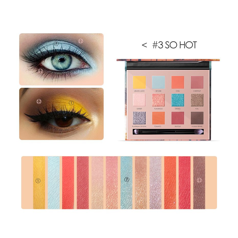 (READY &amp; ORI!) Focallure 12 Colors Eyeshadow Palette Sunset Burning So Hot - FA50 FA 50