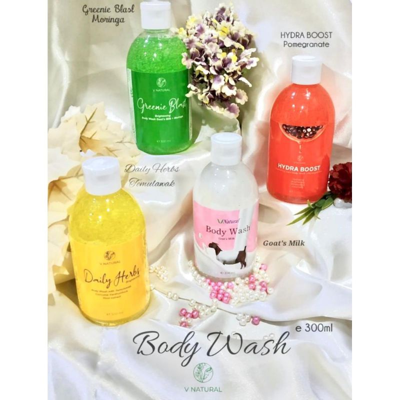 V NATURAL BODY WASH BPOM ORIGINAL 300ML SABUN MANDI