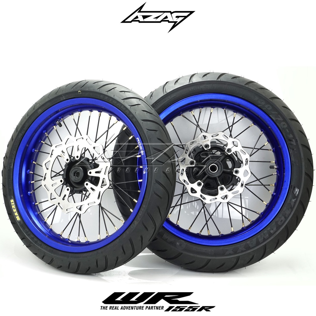BAN SET/BANSET SUPERMOTO WR155 VELG ROSSI TROMOL EXPEDITION MAXXIS 110-130