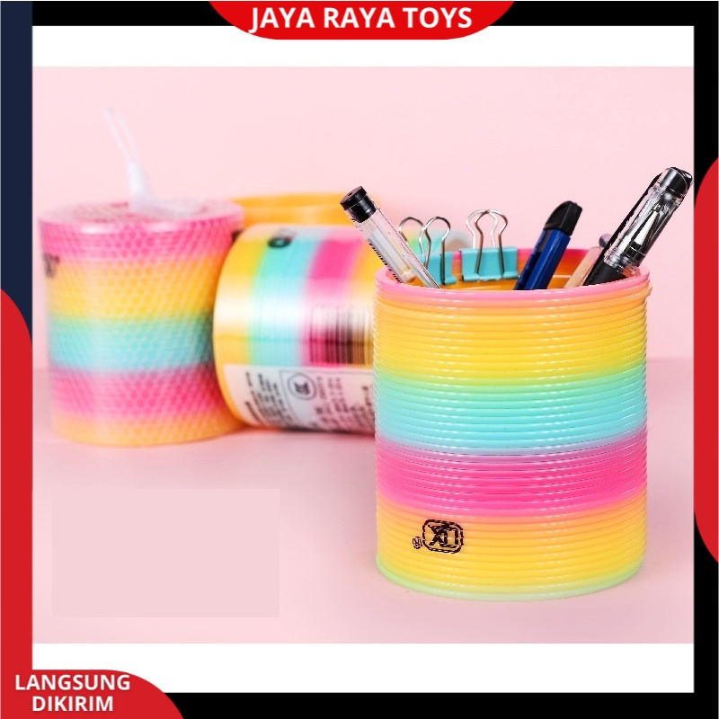 Mainan Anak Terbaru Magic Spring Rainbow Pelangi Diameter 5,5 Mainan Spiral Pelangi Plastik Berkualitas