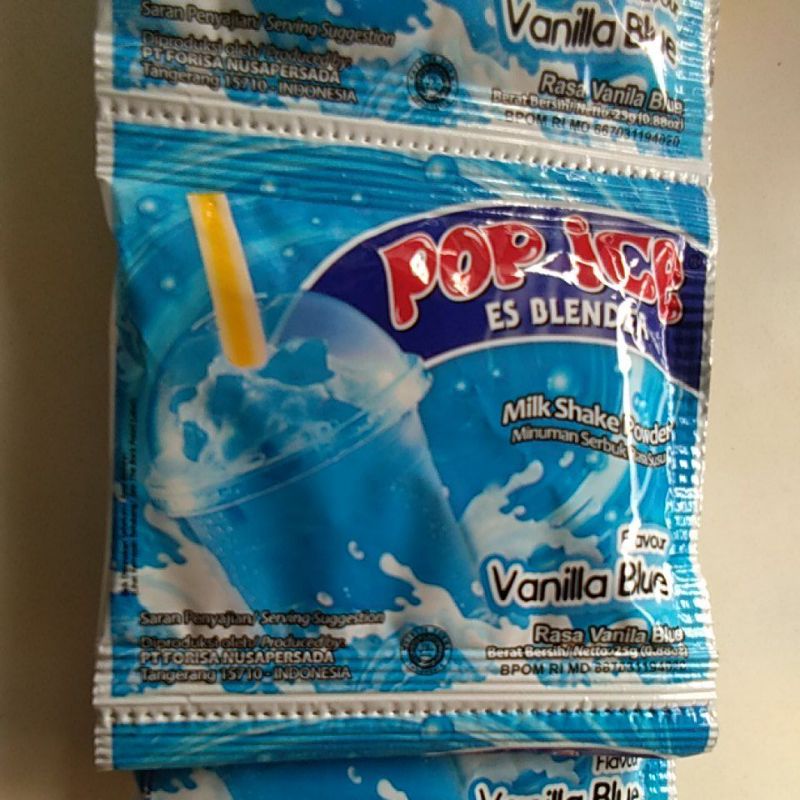 

Pop Ice Sachet Rasa Coklat, Mangga, Vanilla Blue, Strawberry, Melon