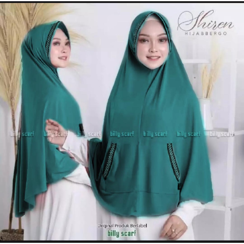 Jilbab instan Kantong Zigzag Kerudung kekinian Bergo terbaru 2021 Hijab Jumbo syar'i-Toska