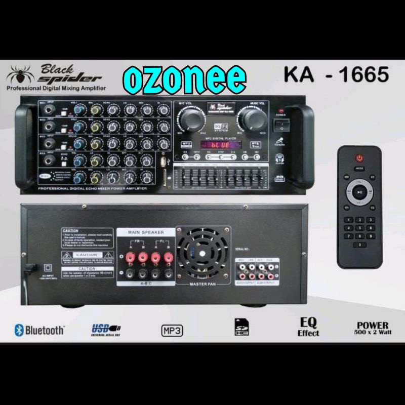 AMPLI BLACK SPIDER KA 1665 AMPLIFIER BLACK SPIDER KA1665 EQUALIZER ORI