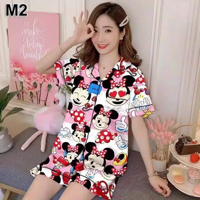 blinqshop baju tidur piyama  HP MINNIE PINK