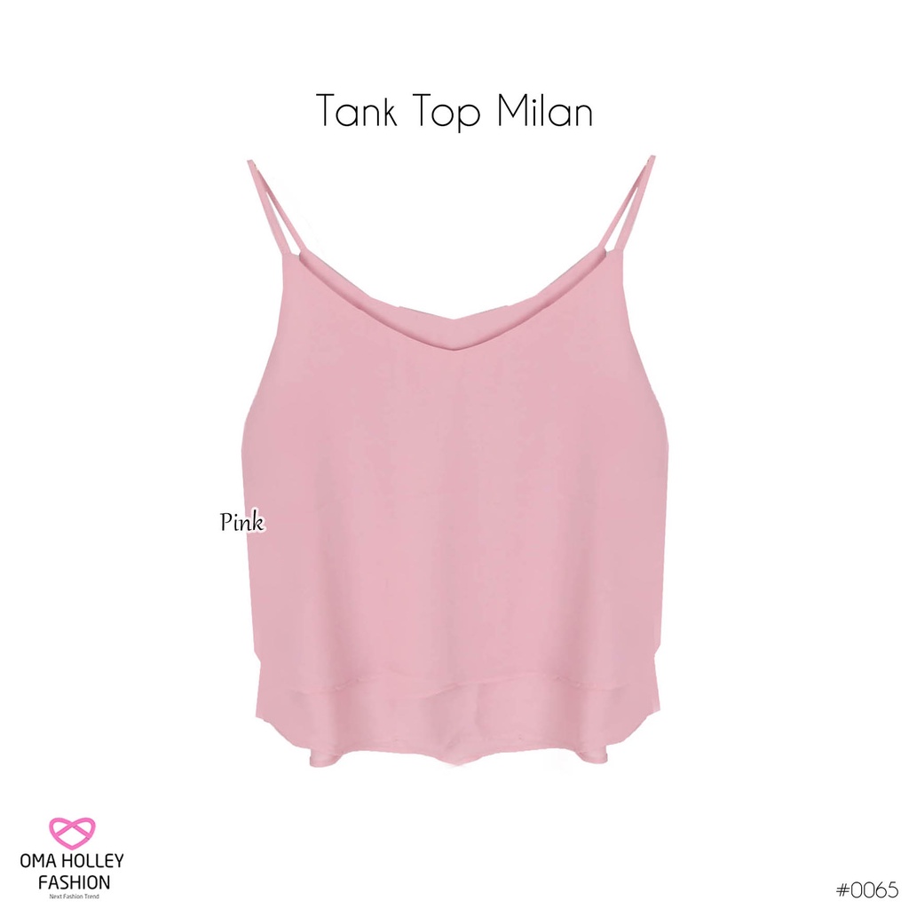 (COD) OH Fashion Tank Top Milan Basic Korea Double Layer Chiffon #0065-Pink