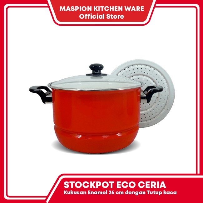 Jual MASPION PANDA STOCKPOT ECO CERIA 26 Cm With Glass Cover - Panci ...