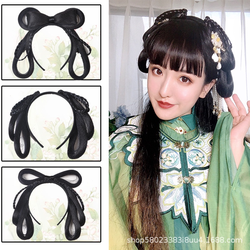 HFB hanfu bando wig ine puece hairdressing china cina imlek headband chinese