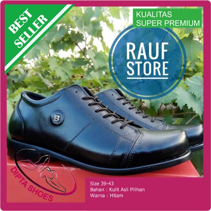 Sepatu Kantor Formal Casual Pria Bally Hitam Kulit Asli - Hitam, 39