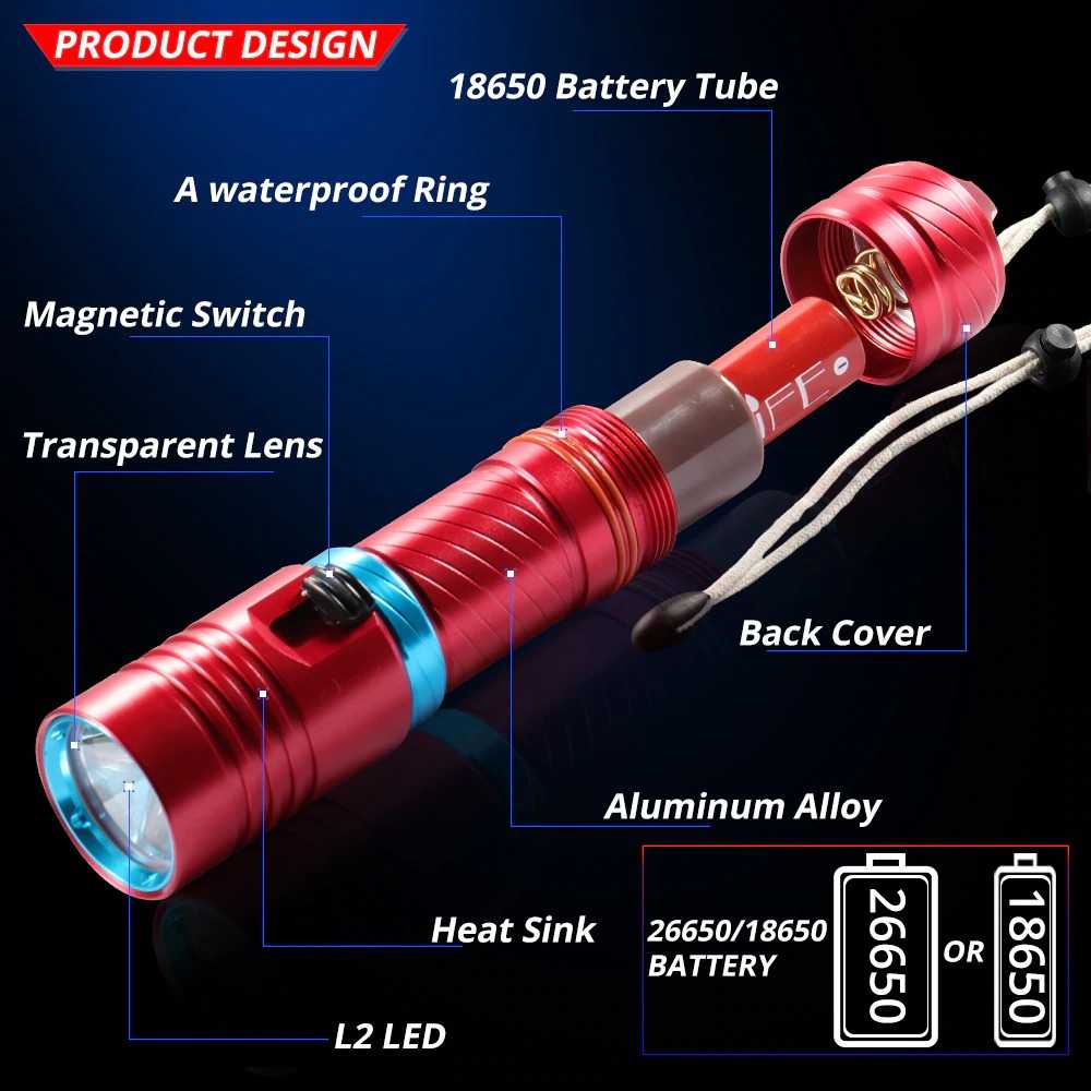 IDN TOOLS - TRLIFE Senter LED Diving Flashlight Waterproof L2 3800 Lumens - TR298