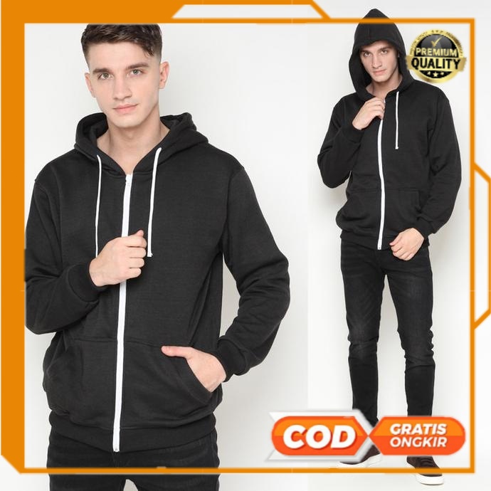 JAKET HODDIE KOREAN STYLE TERPOPULER // Hoodieku Zipper Hitam