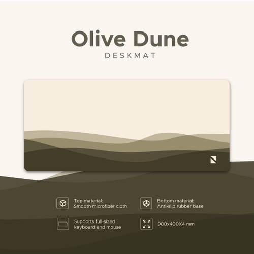 Noir Black Dune / Olive Dune / Tosca Dune Deskmat Desk mat Mousepad Mouse pad Cloth