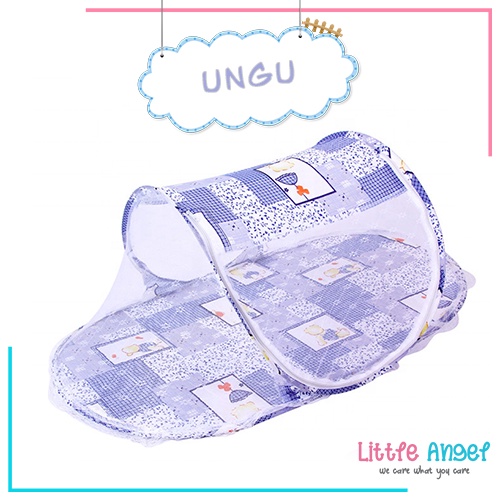 KASUR BAYI KELAMBU ANTI NYAMUK SET BANTAL Tempat Tidur Anak Jaring Lipat Portable Bayi Karakter Lucu