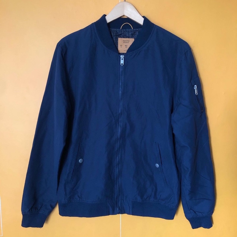 Bershka  Navy Bomber Jacket Man
