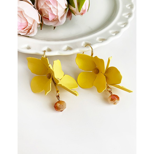 LRC Anting Gantung Fashion Alloy Double-layer Flower Earrings F78520