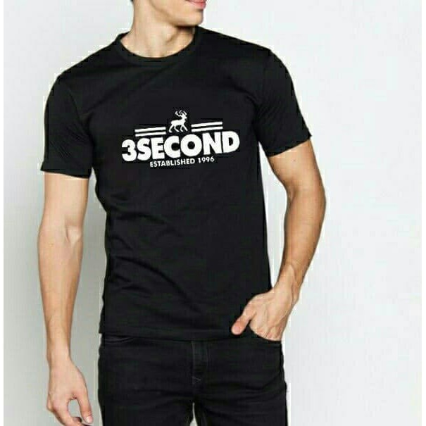 Kaos Pria / Kaos Distro / Kaos Cowo 3 Second - Hitam