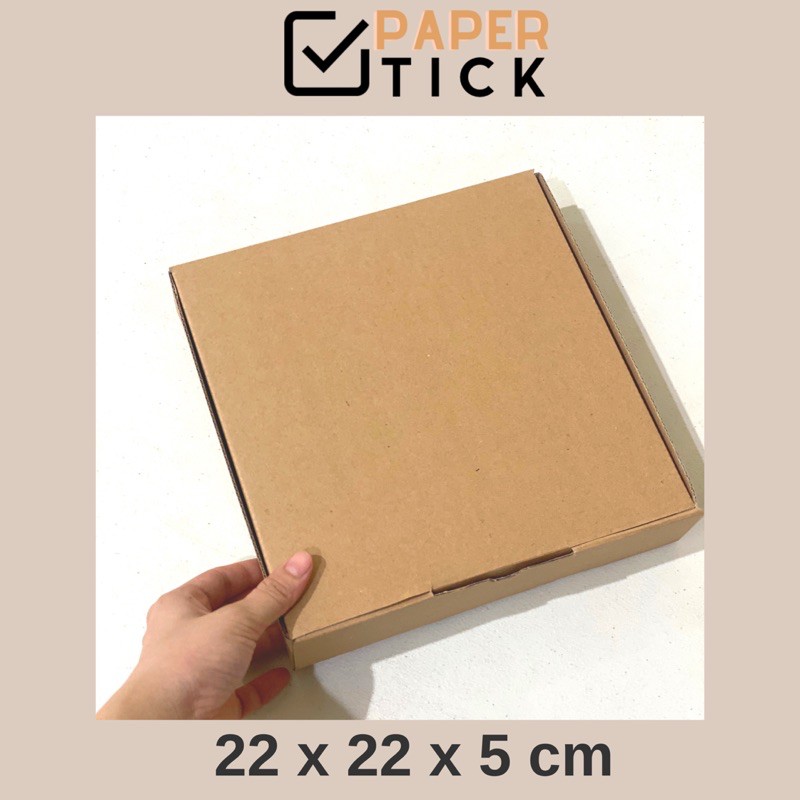 

22x22x5 cm DC Kardus Kraft Die Cut Packaging Karton Box Model Dus Pizza Kotak Kemasan Baju aksesoris