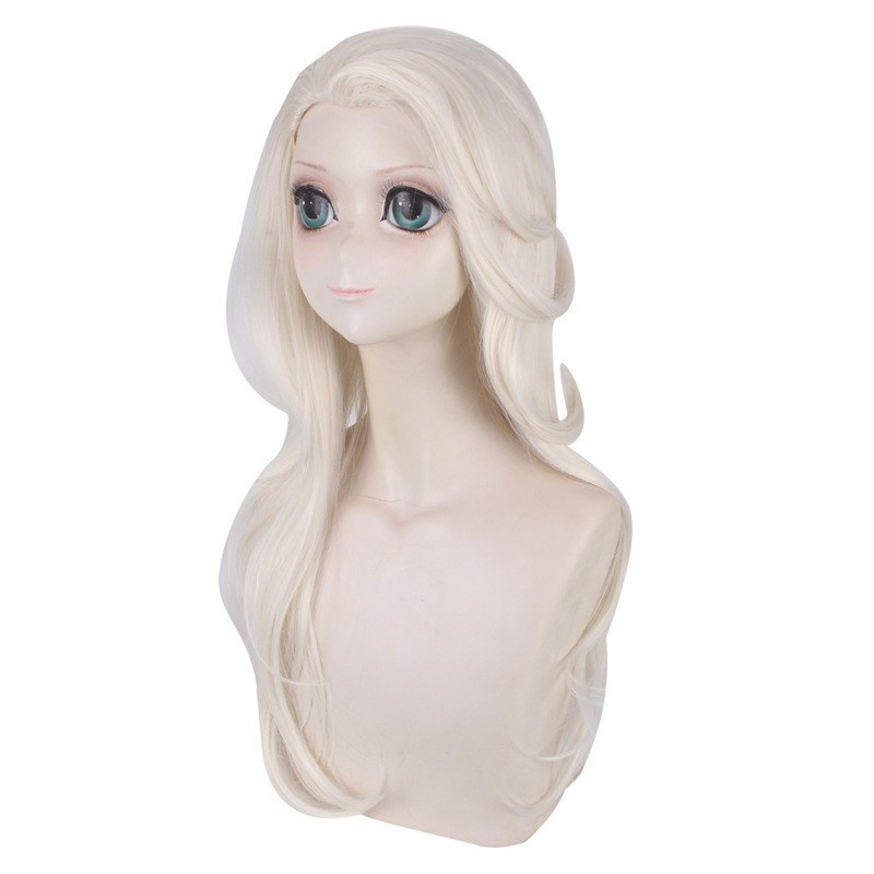 LOL-47 wig rambut palsu daily lolita cosplay putih frozen elsa