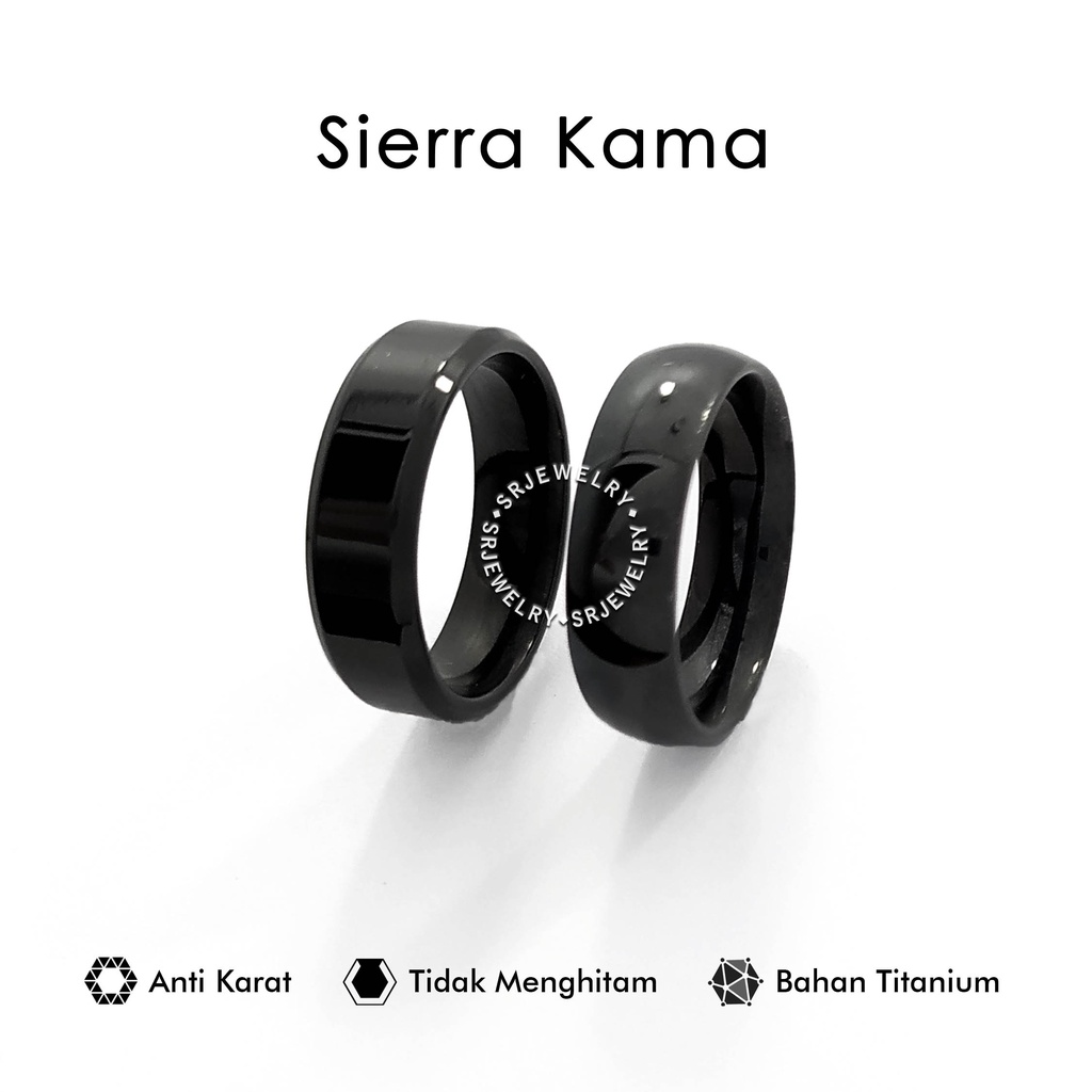 Cincin Couple Hitam Black Ring Titanium Pria Wanita Aksesoris Kado Pacar