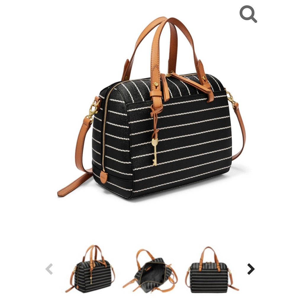 FOSSIL RACHEL SATCHEL AND TOTE BLACK/WHITE