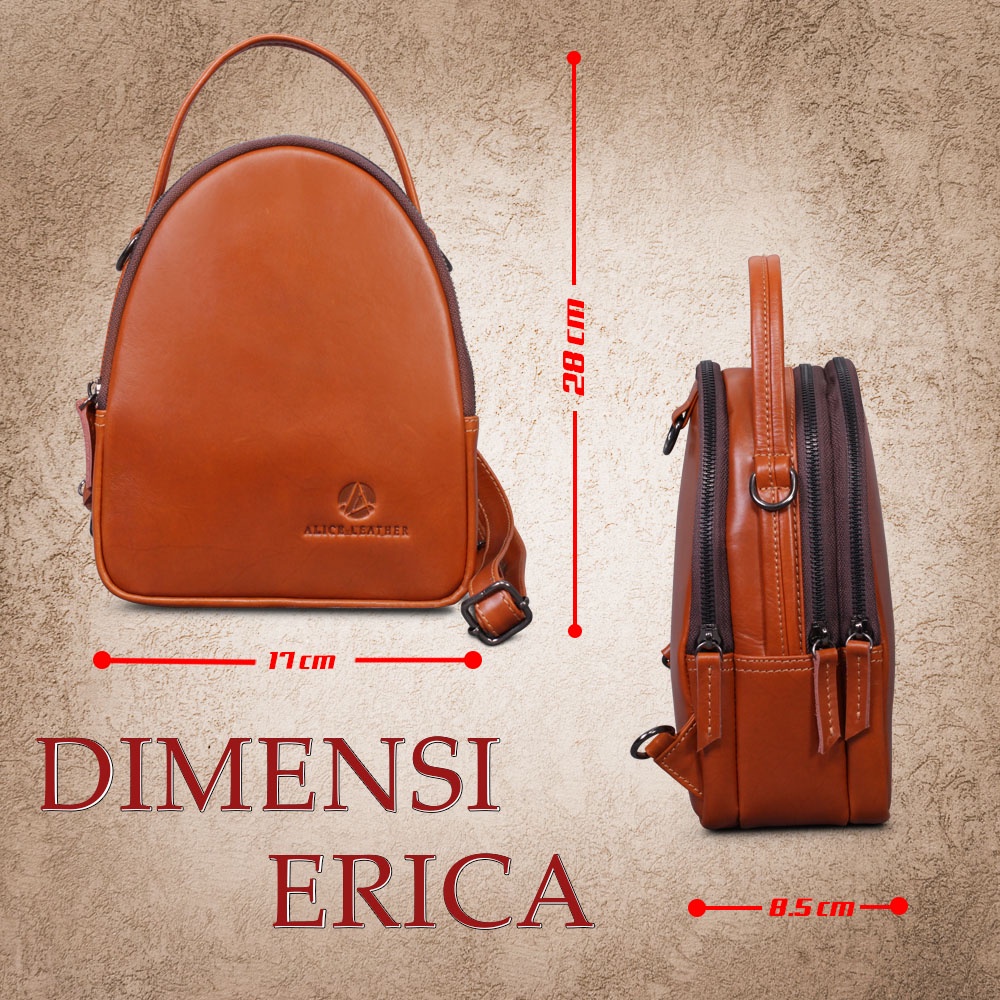 Tas Ransel Kulit Wanita Original Multifungsi Tas Selempang Kulit Wanita AR01 ERICA BAG PACK STYLISH ALICE LEATHER BAHAN KULIT SAPI ASLI GARANSI ORIGINAL