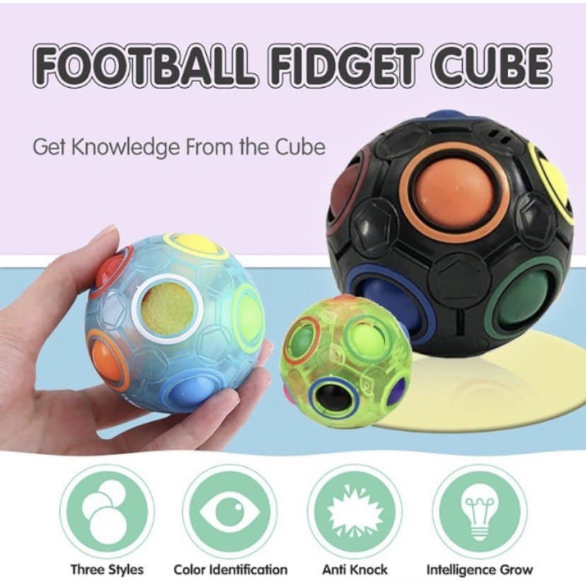 Magic Rainbow Fidget Puzzle Ball Stress Cube Rubix Tiktok Pop It 2021 Fidget Toys Pop It Squishy Bola Ball Mainan Anak Viral