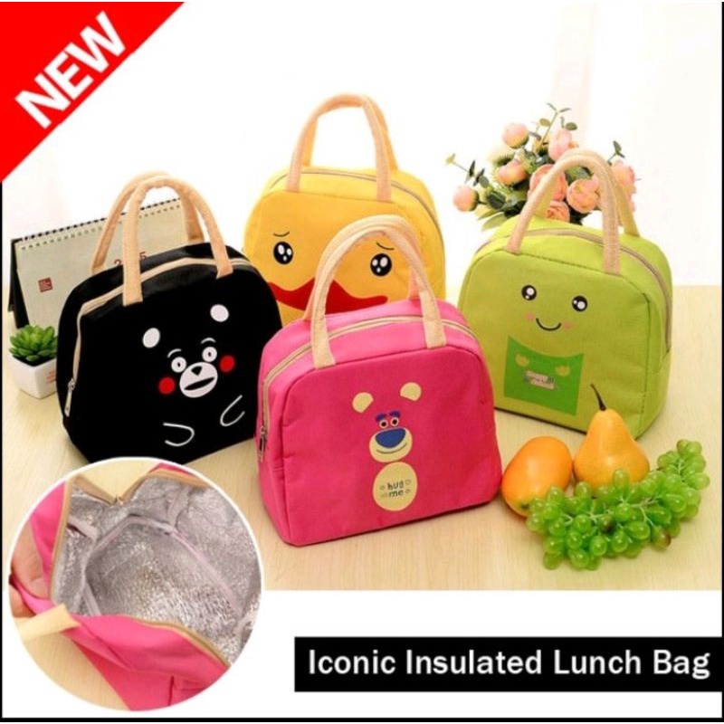 Tas Bekal Tas Lunch Bag Lucu gambar Wajah Karakter  Tas Insulation Bag