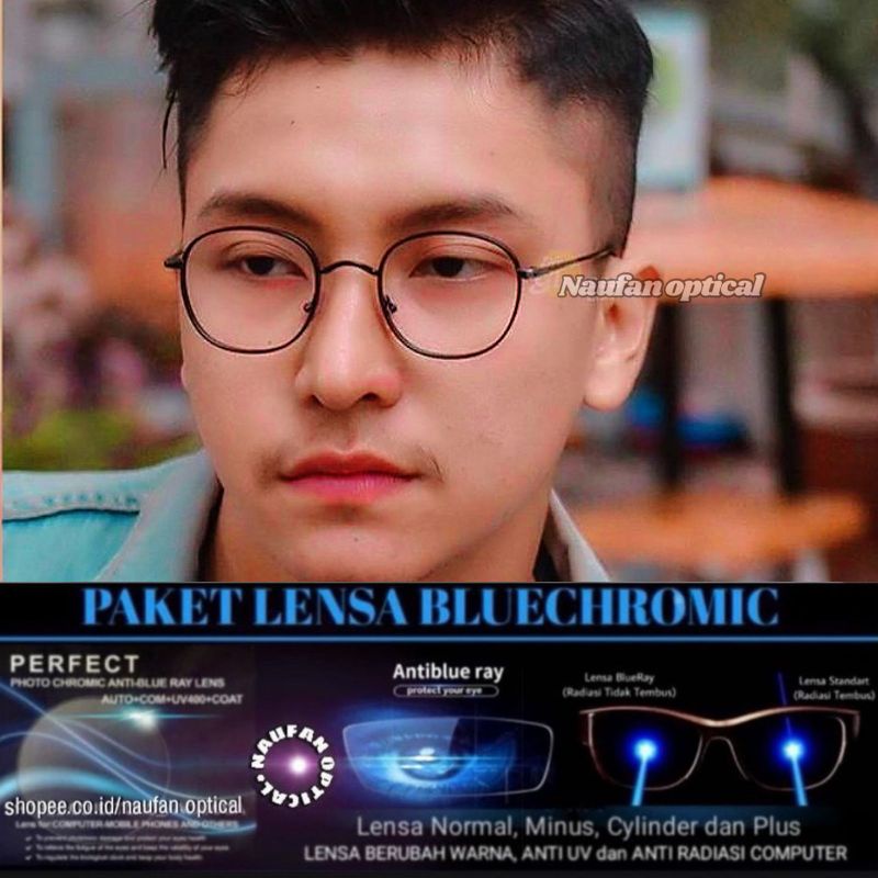 frame kacamata pria paket lensa bluecromic/ kacamata minus pria / kacamata premium pria