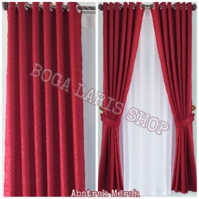 Gorden jendela Minimalis Blackout Polos Abstrak Merah /GORDEN MURAH BANDUNG