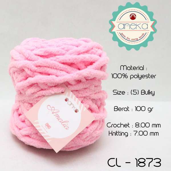 Benang Rajut Chenille Midi Amalia Yarn 1873 Pink Sedang