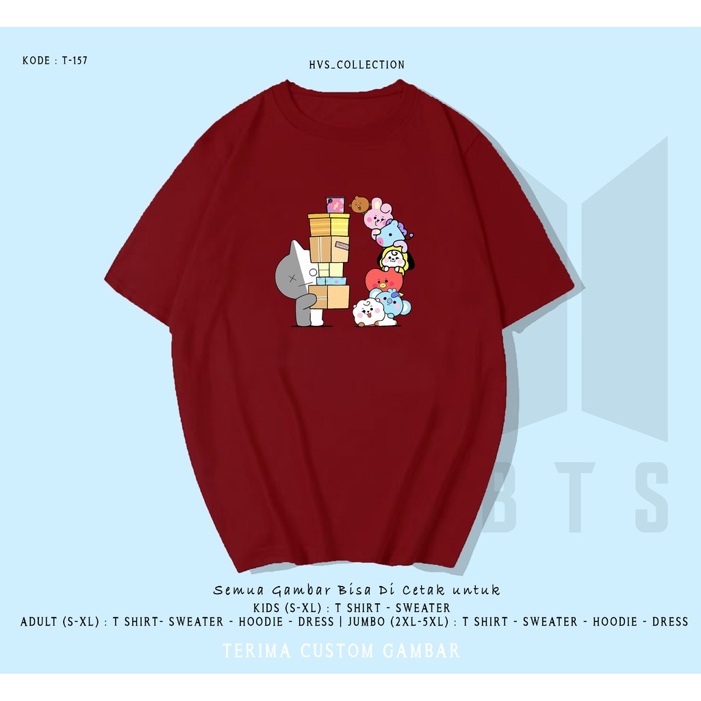 BT21 GIVE   / TERMURAH BAJU KAOS KATUN WANITA/ PRIA UNISEX LENGAN PENDEK / TUMBLR TEE