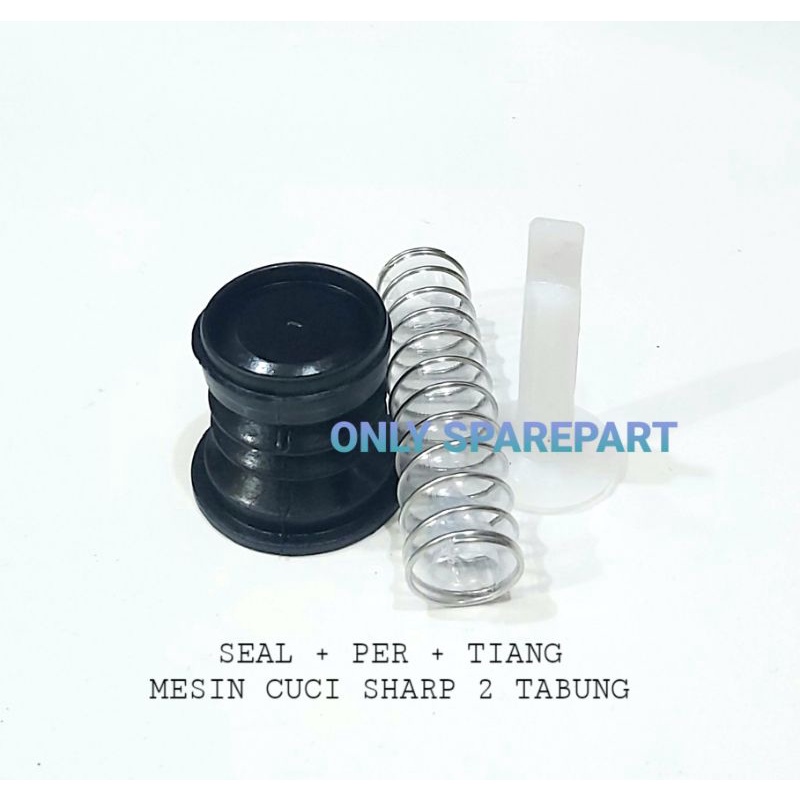 Set Seal Karet No 1 + Per + Tiang Plastik Pembuangan Mesin Cuci Sharp 2 Tabung