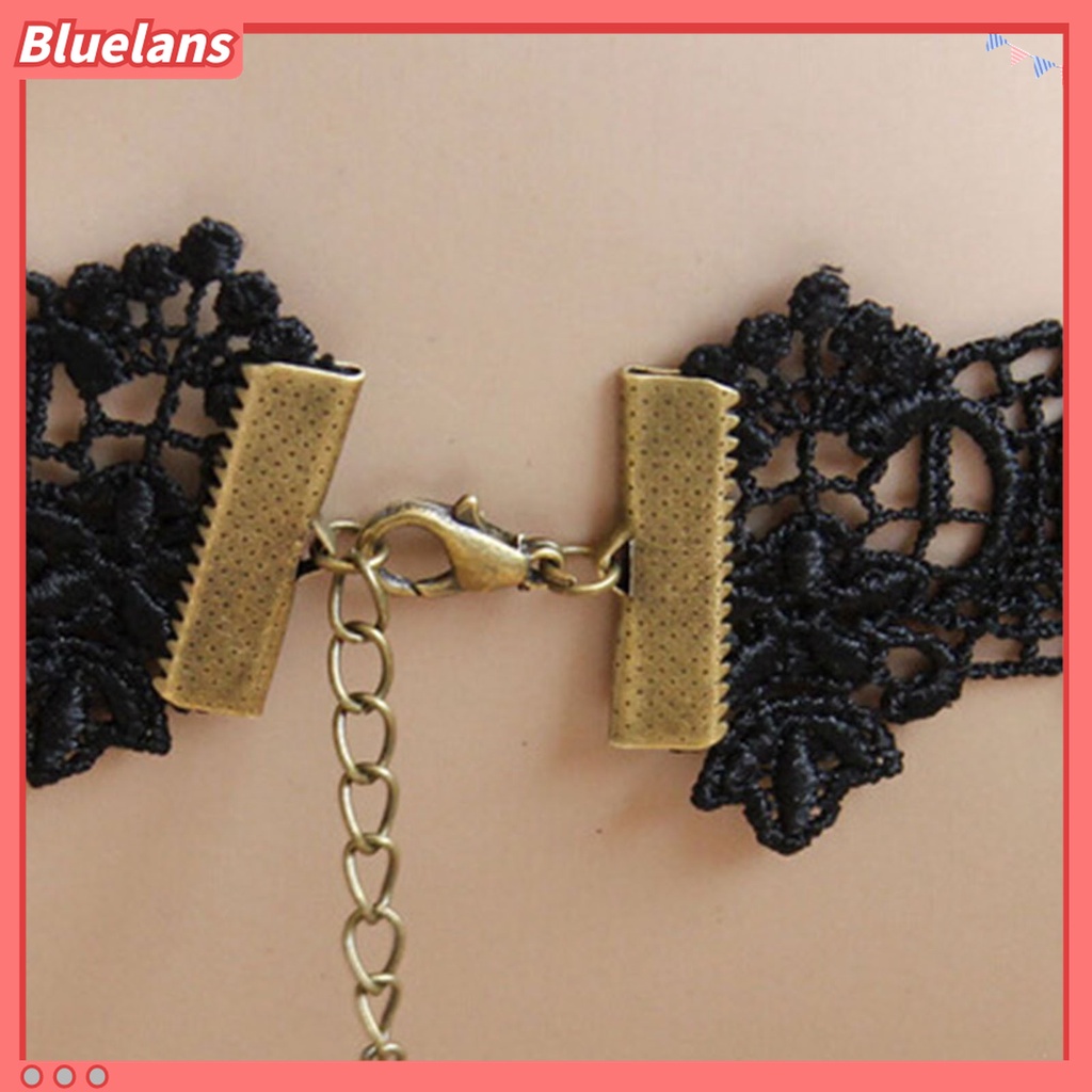 Kalung Gelang Cincin Bahan Lace Warna Hitam Gaya Gothic Punk Untuk Wanita