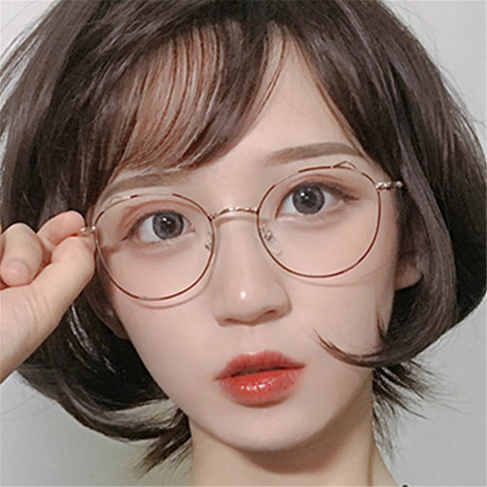 【COD Tangding】Anti-blue Light Flat Mirror Metal Frame Round Frame New Eyeglasses