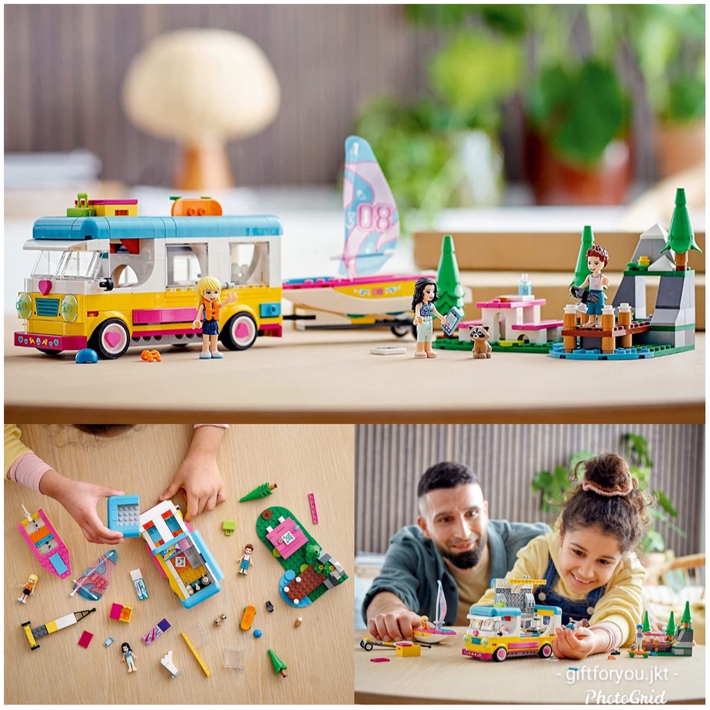 Lego Friends 41681 Forest Camper Van Sailboat Bricks Mainan Anak Toy Kid Perahu Kapal Bis Collection