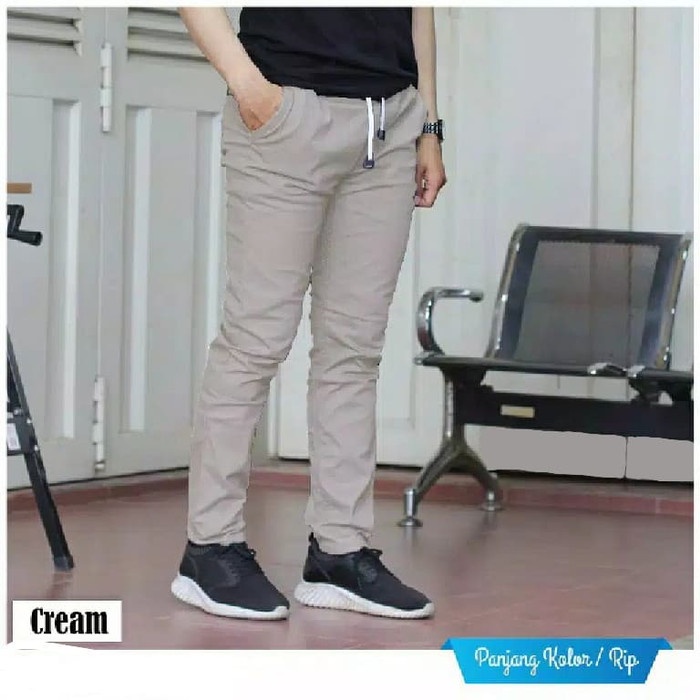 CELANA CHINO Panjang pria Slimfit KERJAHARIAN Santai Casual Formal Hitam Abu Cream Mocca Size 27-35