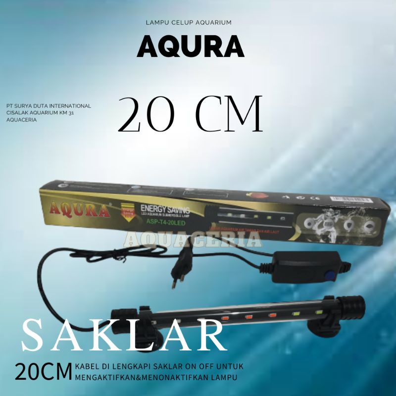 Lampu celup aquarium 20cm AQURA ASP-T4-20LED Lampu celup LED aquarium mini 20cm