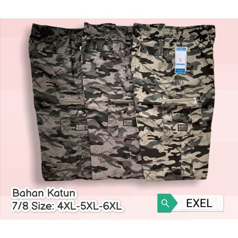 Celana 7/8 kargo loreng  jumbo