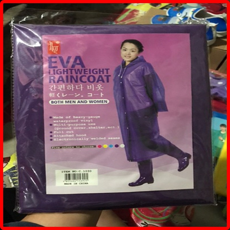 Jas HUjan Eva Raincoat Lightweight Dewasa Jubah Ponco Unisex Material Waterproof Vinyl