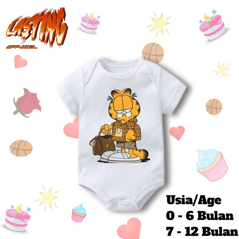 kaos baju bayi GARFIELD CAT tshirt KOMIK KARTUN jumper baby kids kaus pendek usia 0 1 2 3 4 5 6 7 8 