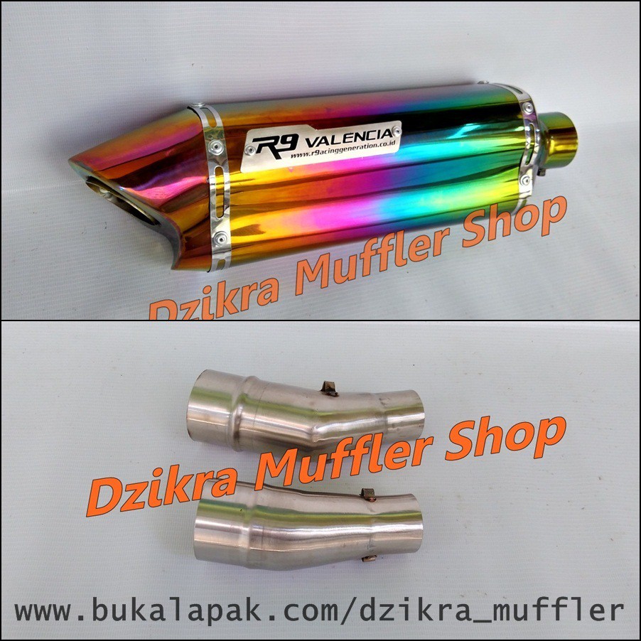Knalpot R9 Valencia rainbow slip on for Ninja 250 R FI - RR Mono - Z250 - R25 - MT25 - CBR250RR