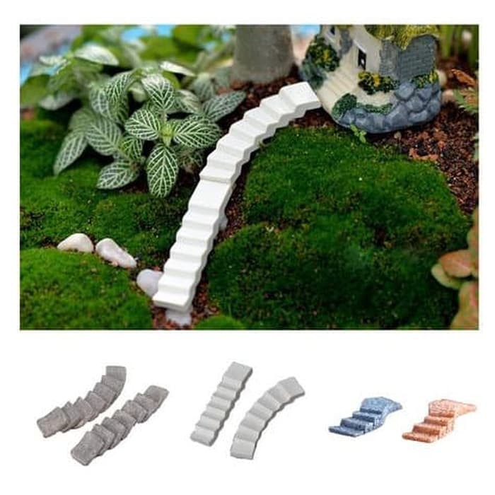 Miniatures - Terrariums - Fairy Garden - Step Stairs Model Bend Bridge