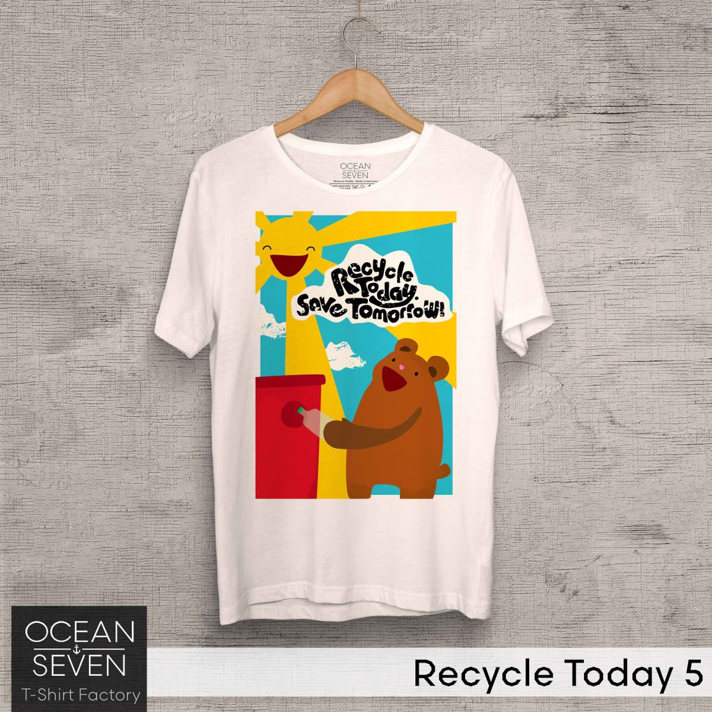 OCEANSEVEN.ID Kaos Distro Recycle Today 5 Baju Pria Kaos Lengan Pendek Polo Shirt