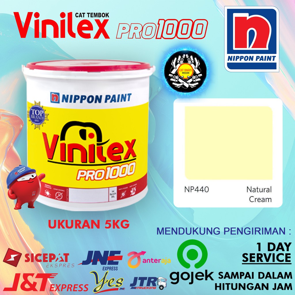 CAT AIR TEMBOK DINDING VINILEX 5 KG WARNA NP 440 NATURAL CREAM NP440 KUNING KREM KRIM MUDA PUTIH GAD